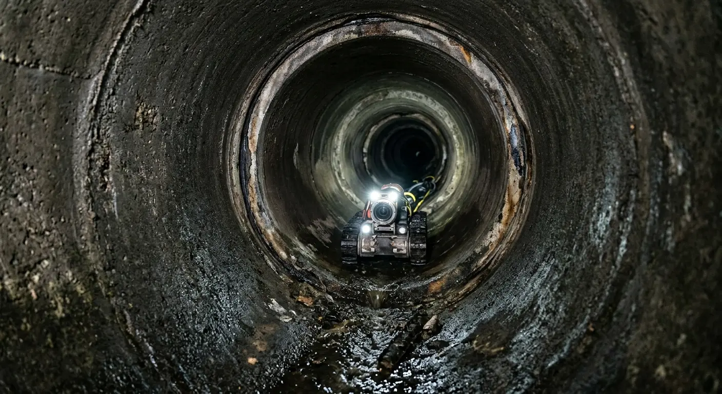 Robotic sewer camera inspecting pipe interior for Sewer Line Cleaning in Camp Verde